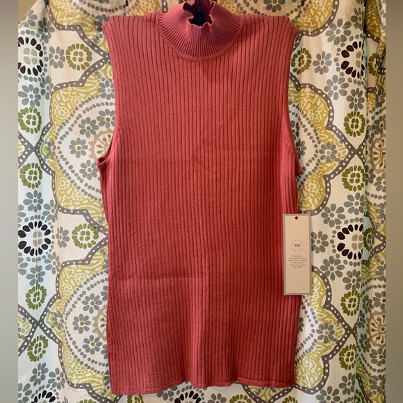 NWT - Madison Grey XL coral sleeveless mock turtleneck sweater - Picture 1 of 7